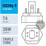 Pack of 4 26 Watt Triple Tube GX24Q-3 4 Pin Base 4100K Cool White CFL Light Bulb Replaces Sylvania 20882 CF26DT E IN 841 Philips 268250 PL-T 26W 41 4P ALTO GE 97617 F26TBX 841 A ECO