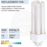 Pack of 4 26 Watt Triple Tube GX24Q-3 4 Pin Base 4100K Cool White CFL Light Bulb Replaces Sylvania 20882 CF26DT E IN 841 Philips 268250 PL-T 26W 41 4P ALTO GE 97617 F26TBX 841 A ECO