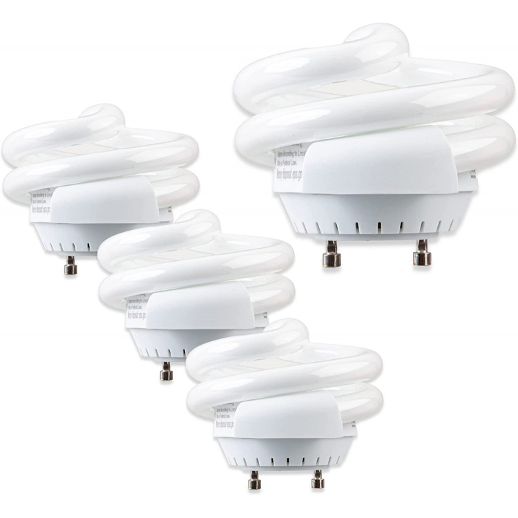 SleekLighting 13Watt T2 Spiral CFL GU24 Base Puck Light Bulb 2700K 800lm -UL Approved,Compact Fluorescent -Warm White Light 4pack