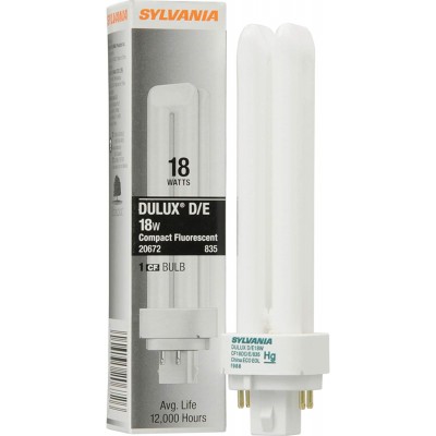 Sylvania 10 Pack 20672 CF18DD E 835 ECO 18-Watt 3500K 4-Pin Double Tube Compact Fluorescent Lamp White 10 Count