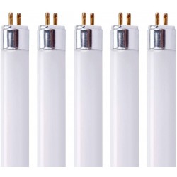 T5 HO Fluorescent Tube Light Bulb 4FT 46IN 54W 6500K Cool White High Output 4200 Lumens G5 Mini Bi-Pin Base Grow Light Bulbs 5 Pack