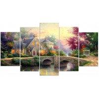 5 Piece Canvas Prints Giclee Posters & Prints Canvas Wall Art Hd Print Village Scenery Painting Canvas Wall Art Picture Painting On Canvas for Home Decor Frameless