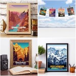 9 Pieces Vintage National Park Posters National Parks Art Prints Nature Wall Art and Mountain Print Set Abstract Travel Unframed for Hikers Campers Living Room Bedroom Bathroom Decor 8 x 10 Inch