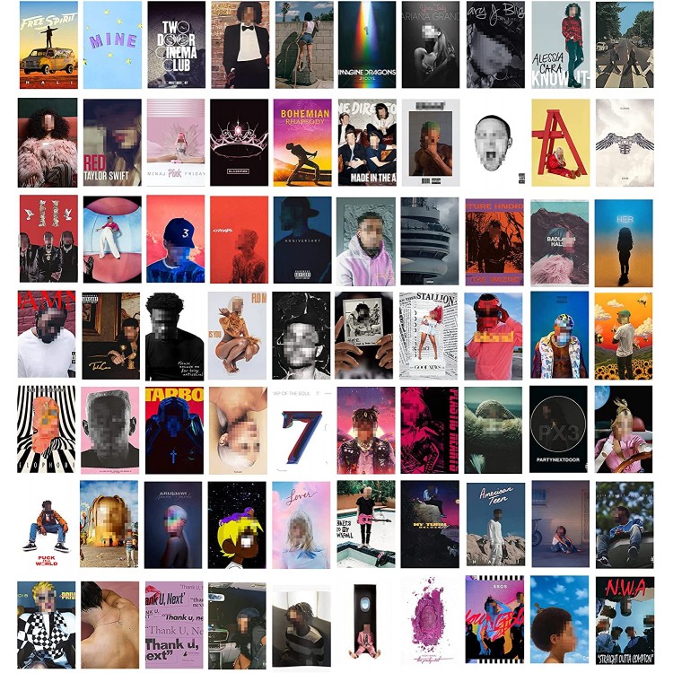 Adzt's 70PCS Album Cover Aesthetic Pictures Wall Collage Kit Album Style Photo Collection Collage VSCO Bedroom Dorm Decor for Girl and Boy Teens Trendy Wall Prints Kit Small Poster for Room Bedroom Aesthetic