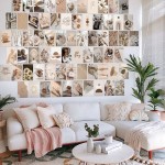 ANERZA 100 PCS Beige Wall Collage Kit Aesthetic Pictures Boho Room Decor for Bedroom Aesthetic Posters for Room Aesthetic Cute Photo Wall Decorations for Teen Girls Dorm Trendy Wall Art