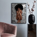 Black Queen Poster African American Wall Art Black Girl Canvas Paintings Black Women Wall Decor African Women Portrait Meditation Vertical Painted Picture For Living Room Decorations Frameless 16X24In