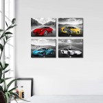 Car Poster Decor Black and White Wall Art Framed Car Art for Men Boys Bedroom Décor Sports Posters Landscape Office Room Decor Gift for Teen Boys Ready to Hang