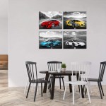 Car Poster Decor Black and White Wall Art Framed Car Art for Men Boys Bedroom Décor Sports Posters Landscape Office Room Decor Gift for Teen Boys Ready to Hang