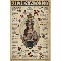 Eeypy Kitchen Witchery Witch for Vintage Poster Metal Tin Signs Iron Painting Plaque Wall Decor Bar Cat Club Novelty Funny Bathroom Toilet Paper Retro Parlor Cafe Store 8x12 Inch Mix020