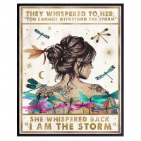 Inspirational Positive Quotes Wall Decor She Whispered Back I Am The Storm Hippie Boho Wall Art Motivational Poster Encouragement Gifts for Women Rustic Bedroom Living Room Home Office