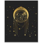 Occult Gold and Black Prints Set of 6 8x10 Glossy Wall Art Decor Alchemy Witch -Third Eye Planets