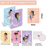 Outus 9 Pieces Girls Room Decor Black Girl Wall Painting Art Decor Motivational Black Girl Posters Girls Bedroom Motivational Art Paint for Kids Teen Girls Room Wall Decorations,Unframed 8 x 10 Inch