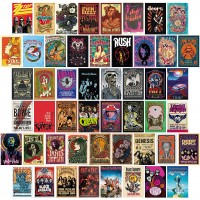 Waschbär 50PCS Vintage Rock Wall Collage Kit Band Posters Music Posters Poster for Room Aesthetic 90s Grunge Room Decor Vintage Room Decor Nirvana Poster Posters for Room Aesthetic Vintage Queen Poster Retro Room Decor 70s decor