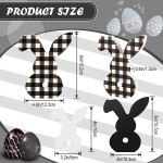 3 pcs Easter Bunny Table Wooden Signs Decor Spring Farmhouse Wood Bunnies Buffalo Plaid Bunny Cute Easter Craft Freestanding Centerpiece Signs for Kids Happy Easter Party Supplies Dining Room Table