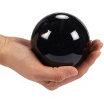 Black Obsidian Crystal Ball 3 inch 80 mm Sphere with Decorative Wooden Stand and Box