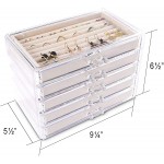 Frebeauty Extra Large Acrylic Jewelry Box for Women 5 Layers Clear Jewelry Organizer Velvet Earring Box with 5 Drawers Rings Display Case Necklaces Holder Tray for Women Girls Beige