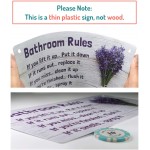 Fun-Plus Lavender Bathroom Decor 12″x6″ PVC Plastic Wall Decoration Hanging Sign High Precision Printing Water and Humidity Proof Bathroom Rules Purple Bathroom Accessories Lavender