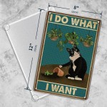 Funny Black Cat Decor Metal Tin Sign- I Do What I Want Cute Cat Funny Metal Poster Wall Art Decor Sign for Bathroom Garden Home Decor Restroom Bedroom Cafe 12x8 Inches Vintage Tuxedo Cat Metal Signs Gift for Cat Lovers