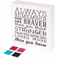 KAUZA Always Remember You are Braver Than You Think Inspirational Gifts Positive Wall Plaque Pallet Saying Quotes for Birthday Presents for Mom Sister Grandma 5.5 x 5.5 Inch