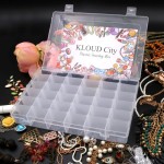 KLOUD City Jewelry Box Organizer Storage Container with Adjustable Dividers 36 Grids Clear Plastic