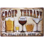 NUOLUX Plaque Poster for Cafe Bar Pub Beer Wall Decor Art Tin Sign Group Therapy Practiced Here Vintage Metal Tin