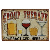 NUOLUX Plaque Poster for Cafe Bar Pub Beer Wall Decor Art Tin Sign Group Therapy Practiced Here Vintage Metal Tin