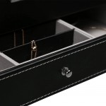 Ogrmar 12 Slot PU Leather Lockable Watch Storage Boxes Men & Women Jewelry Display Drawer Case 2-Tier Organizer Watch Showcase with Glass Lid