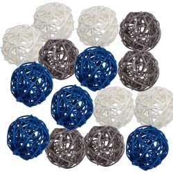 Pemalin 15pcs Big Wicker Rattan Balls -Mixed 3 Colors Decorative Balls for Bowls Vase Filler Coffee Table Decor Wedding Party Centerpieces Confetti