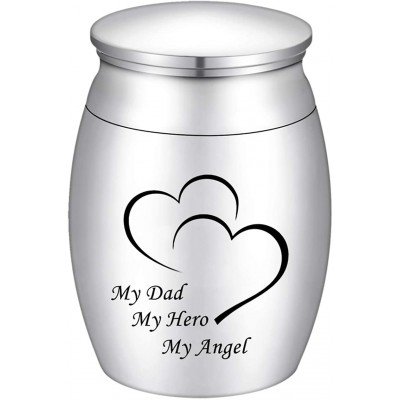 Small Cremation Keepsake Urns for Human Ashes Mini Cremation Urn Small Funeral Urns for Ashes Stainless Steel Cremation Funeral Urn-My Dad My Hero My Angel
