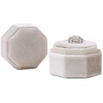 Velvet Jewelry Ring Box Engagement Wedding Box Keepsake Box Bridal Photo Ring Double Slots Octagon Beige