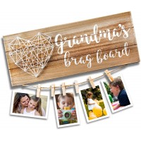VILIGHT Grandma’s Brag Board Gifts for Grandmother from Granddaughter and Grandson Nana Granny Photo Holder 13.5x5.5 Inches