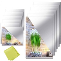 12 Pieces Self Adhesive Acrylic Mirror Sheets Flexible Non Glass Mirror Tiles Mirror Stickers for Home Wall Decor 6" x 6" and 6" x 9"