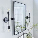 20 x 24 ‘’ Farmhouse Black Metal Framed Pivot Rectangle Bathroom Mirror Rounded Rectangluar Tilting Beveled Vanity Mirrors for Wall Décor