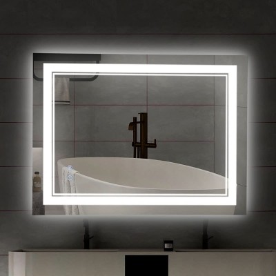 24" x 32" LED Bathroom Mirror Wall-Mounted Vanity Anti-Fog Mirror Dimmable Adjustable Light LED Makeup Mirror Vertical Horizontal