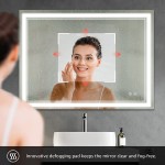 40 x 32 Inch LED Mirror for Bathroom Wall ShatterProof Anti Fog Lighted Vanity Mirror with Lights Wall Mounted Mirror with Dimmable Brightness and 3 Colors
