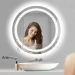 Amorho LED Bathroom Mirror Round 24 Frameless Shatter- Proof Vanity Mirror with Double Lights Anti-Fog Dimmable Memory CRI90 Backlit + Front-Lighted