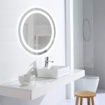 Amorho LED Bathroom Mirror Round 24 Frameless Shatter- Proof Vanity Mirror with Double Lights Anti-Fog Dimmable Memory CRI90 Backlit + Front-Lighted