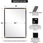 ANDY STAR 30”x40” Black Mirror for Bathroom Clean Modern Rectangle Mirror for Bathroom with Gold Metal Corner Contemporary Black Framed Wall Mirror Hangs Horizontal or Vertical