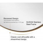 ANDY STAR Oval Mirrors for Bathroom 24x36'' Brushed Gold Oval Wall Mirror in Stainless Steel Metal Frame 1'' Deep Set Design Hangs Horizontal or Vertical