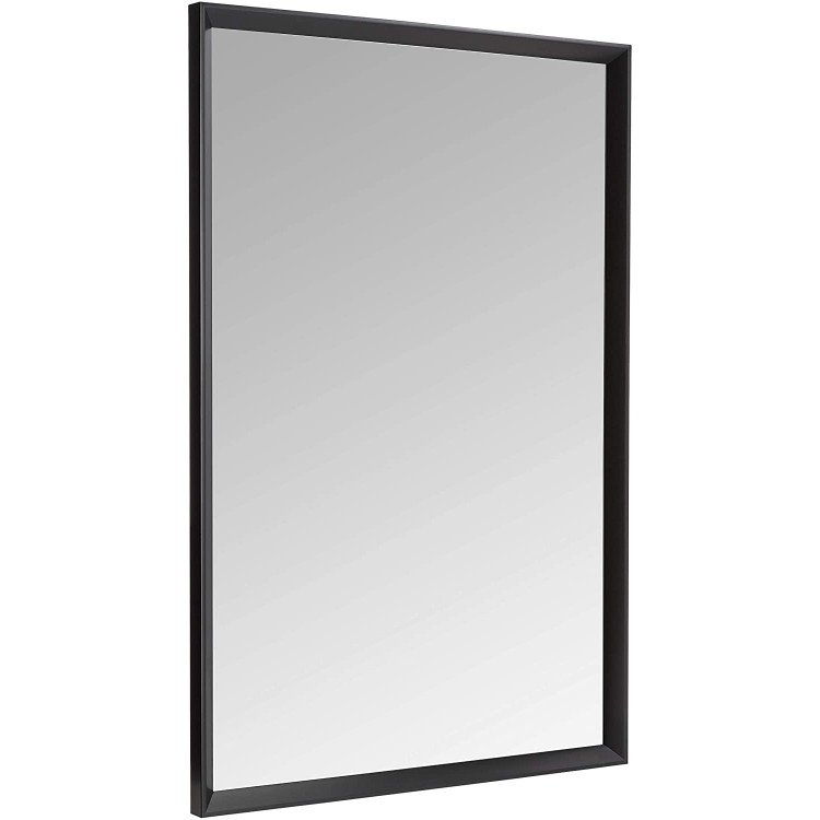 Basics Rectangular Wall Mirror 24" x 36" Peaked Trim Black