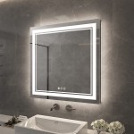 Bathroom Mirror with Lights,Awandee LED Bathroom Mirrors for Wall,36 x 36 Inch Square Mirror with Dimmable Touch Switch Control,Anti-Fog Makeup Frameless Mirror Backlit + Front-Lighted ETL Listed