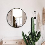 Black Bathroom Mirror for Wall Large Round Mirror 24 inch for Entryway Bedroom & Living Room. Metal Hanging Circle Mirror for Vanity Wall Mouted Mirror 24'' Black Framed Mirror