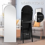 CONGUILIAO 65''x22'' Full Length Mirror Arched Mirror Floor Mirror with Stand Full Body Mirror Wall Mirror Dressing Mirror for Bedroom Living Room Wood Frame 65''x22'' Black