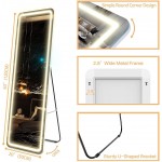 EDTEMI 63"x20" Full Length Floor Mirror LED Whole Body Mirror Wall Mounted Hanging Mirror with Lights Makeup Vanity Mirror Bedroom Full Size Body Mirror with Dimming & 3 Color Modes