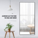 Elevens 71"x 32" Full Length Mirror Large Floor Mirror Without Standing Bracket Wall-Mounted Mirror Dressing Mirror Aluminum Frame Mirror for Living Room Bedroom Black JJ00946AAF-USAM004