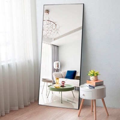Elevens 71"x 32" Full Length Mirror Large Floor Mirror Without Standing Bracket Wall-Mounted Mirror Dressing Mirror Aluminum Frame Mirror for Living Room Bedroom Black JJ00946AAF-USAM004