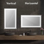 Esfrome LED Bathroom Mirror with Light 48x32 Inch Anti-Fog Dimmable Memory Function Wall Mounted LED Mirror for Bathroom