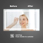 ExBrite LED Bathroom Vanity Mirror 40 x 24 inch Anti Fog Night Light Dimmable,Color Temper 3000K-6400K,Superslim,90+ CRI,Both Vertical and Horizontal Wall Mounted Way