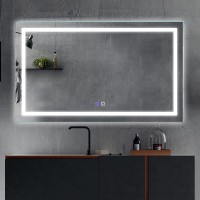 ExBrite LED Bathroom Vanity Mirror 40 x 24 inch Anti Fog Night Light Dimmable,Color Temper 3000K-6400K,Superslim,90+ CRI,Both Vertical and Horizontal Wall Mounted Way