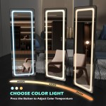 Full Length Mirror Lighted 63"x20" LED Free Standing Floor Mirror Wall Mounted Hanging Mirror with Lights Full Size Body Mirror with Dimming & 3 Color Modes